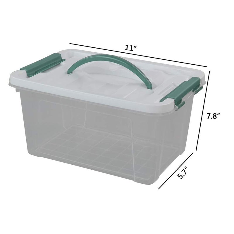 Gloreen 6 Quart Clear Storage Bins with Lid and Green Handle, Multipurpose Stackable Plastic Storage Latches Box/Containers, Set of 2 - Image 2
